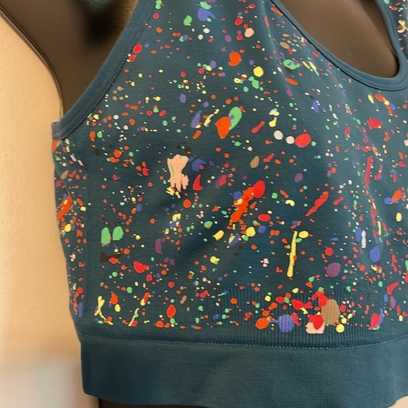 Cacique PRIDE Teal Rainbow Paint Splatter Bralette Sports Bra size 18/20 - Picture 4 of 13